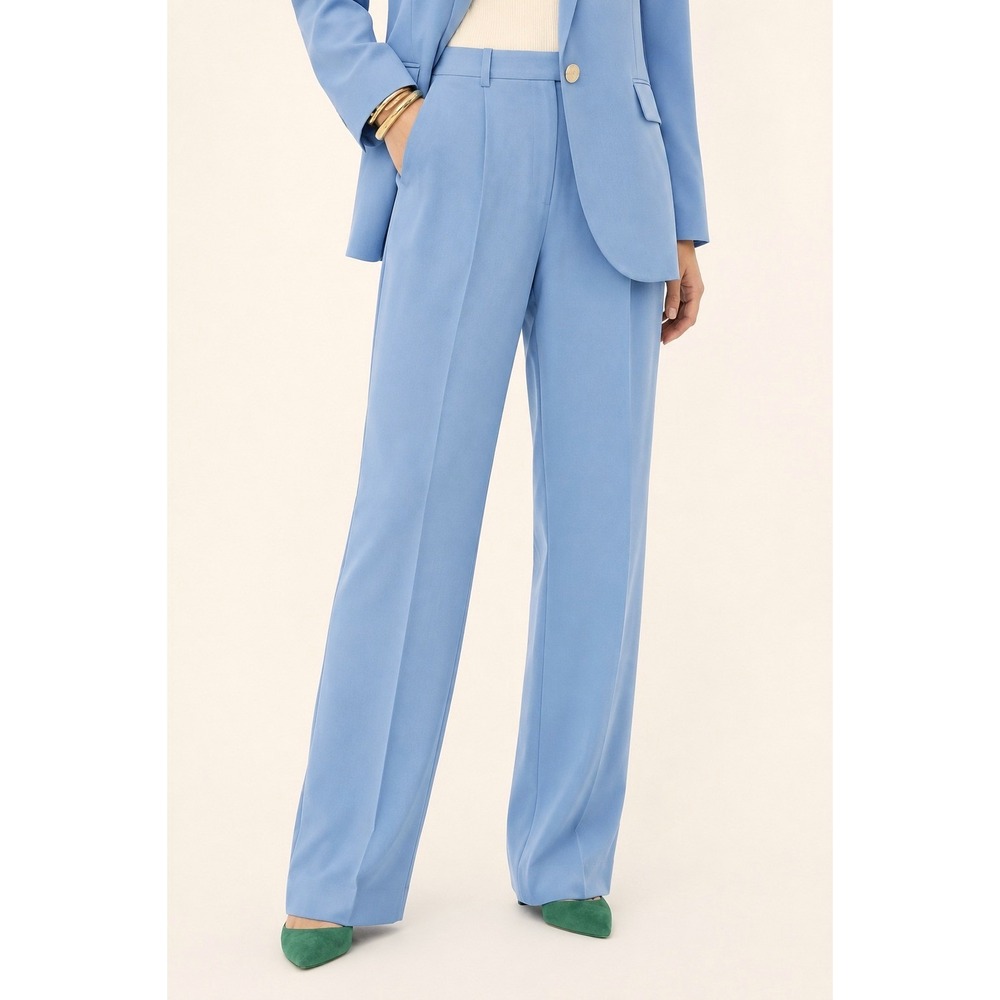 J Crew Essential Pant in City Crepe 12 Blue Pleated Front Minimal Office NWT